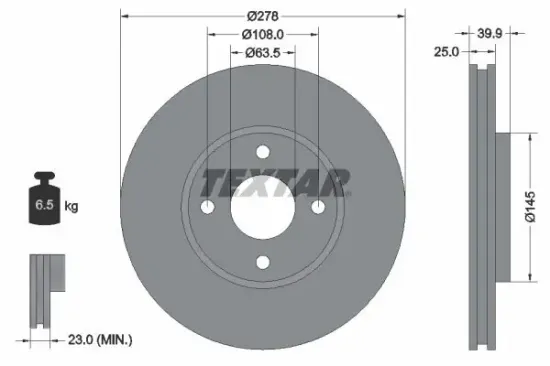 Bremsscheibe Vorderachse TEXTAR 92279003 Bild Bremsscheibe Vorderachse TEXTAR 92279003