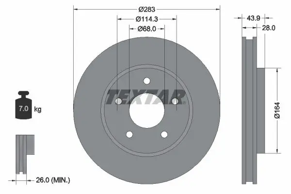 Bremsscheibe TEXTAR 92280103