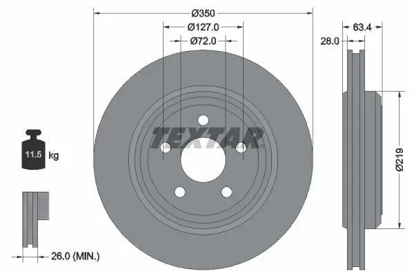 Bremsscheibe Hinterachse TEXTAR 92282003