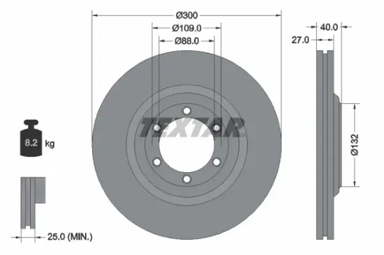 Bremsscheibe Vorderachse TEXTAR 92282403 Bild Bremsscheibe Vorderachse TEXTAR 92282403