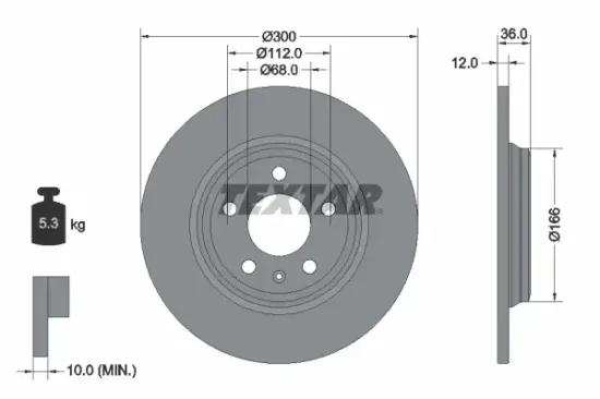 Bremsscheibe Hinterachse TEXTAR 92282803 Bild Bremsscheibe Hinterachse TEXTAR 92282803