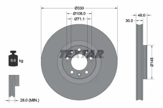 Bremsscheibe Vorderachse TEXTAR 92283403 Bild Bremsscheibe Vorderachse TEXTAR 92283403