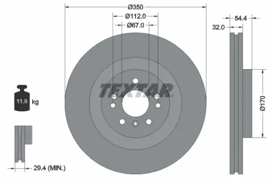 Bremsscheibe Vorderachse TEXTAR 92284205 Bild Bremsscheibe Vorderachse TEXTAR 92284205