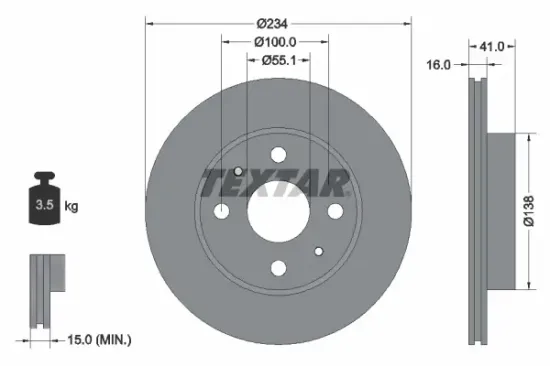 Bremsscheibe Vorderachse TEXTAR 92285603 Bild Bremsscheibe Vorderachse TEXTAR 92285603