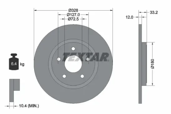 Bremsscheibe Hinterachse TEXTAR 92286003 Bild Bremsscheibe Hinterachse TEXTAR 92286003