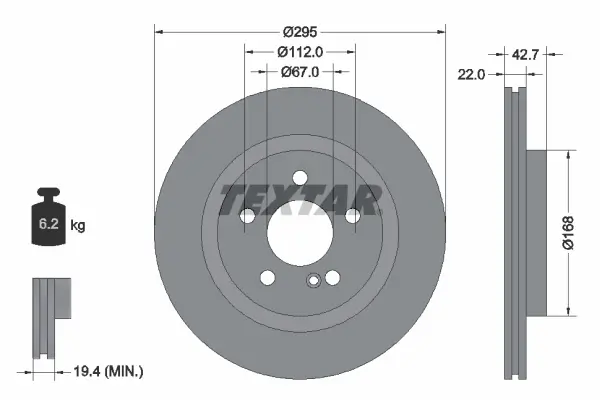 Bremsscheibe Hinterachse TEXTAR 92286903