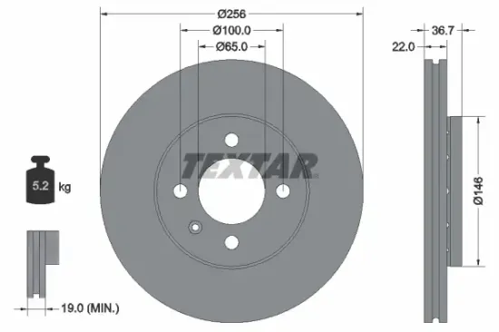 Bremsscheibe Vorderachse TEXTAR 92287003 Bild Bremsscheibe Vorderachse TEXTAR 92287003