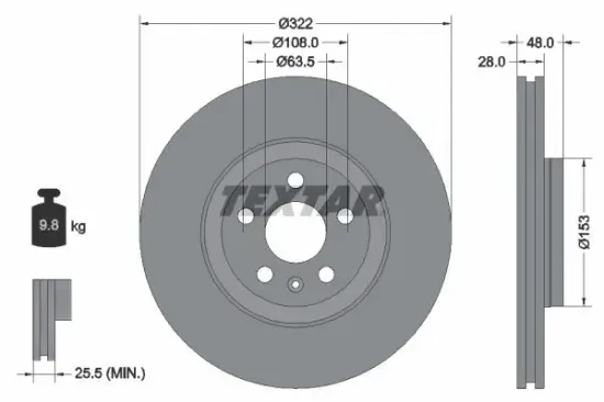 Bremsscheibe TEXTAR 92287405 Bild Bremsscheibe TEXTAR 92287405