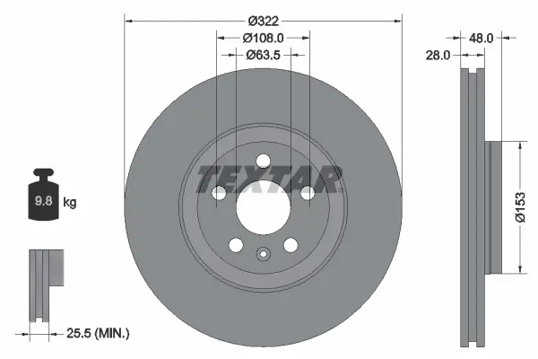 Bremsscheibe Vorderachse TEXTAR 92287405