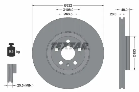 Bremsscheibe Vorderachse TEXTAR 92287405 Bild Bremsscheibe Vorderachse TEXTAR 92287405