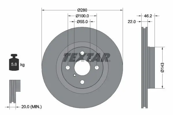 Bremsscheibe TEXTAR 92287603