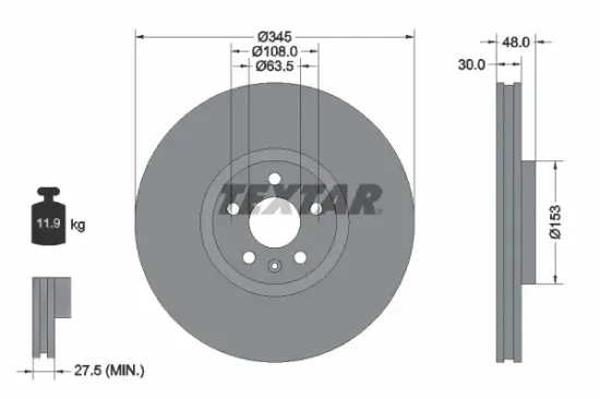 Bremsscheibe Vorderachse TEXTAR 92289805 Bild Bremsscheibe Vorderachse TEXTAR 92289805
