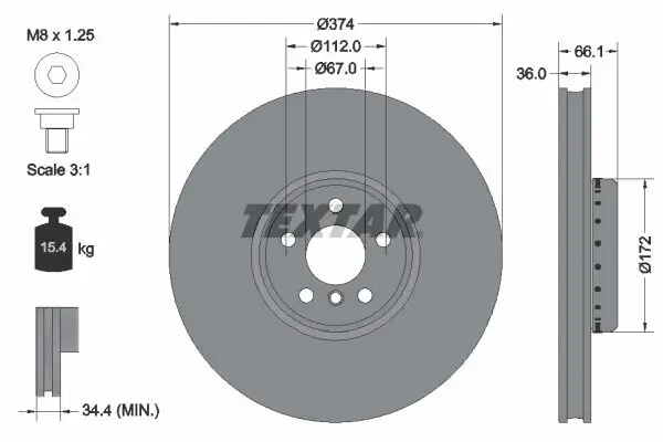 Bremsscheibe TEXTAR 92290225