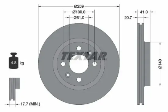 Bremsscheibe Vorderachse TEXTAR 92292103 Bild Bremsscheibe Vorderachse TEXTAR 92292103