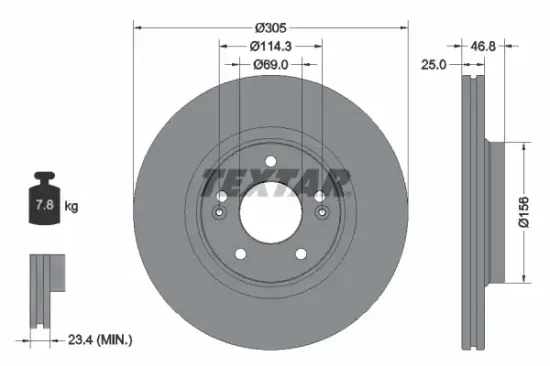 Bremsscheibe Vorderachse TEXTAR 92292205 Bild Bremsscheibe Vorderachse TEXTAR 92292205