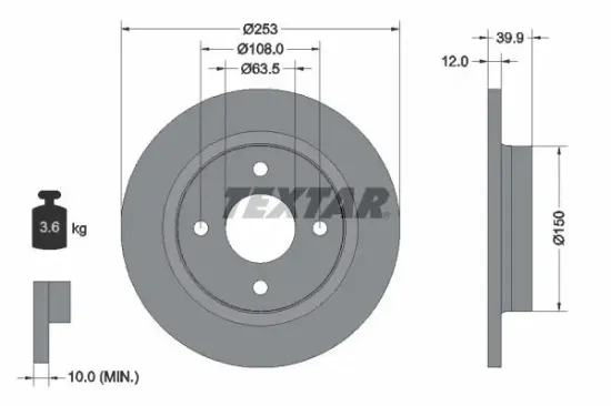 Bremsscheibe TEXTAR 92292803 Bild Bremsscheibe TEXTAR 92292803