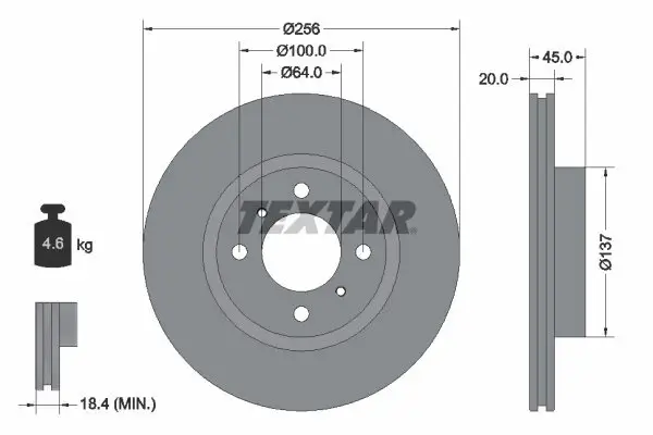 Bremsscheibe Vorderachse TEXTAR 92294403