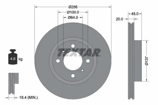 Bremsscheibe Vorderachse TEXTAR 92294403 Bild Bremsscheibe Vorderachse TEXTAR 92294403