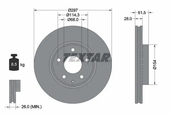 Bremsscheibe Vorderachse TEXTAR 92295003