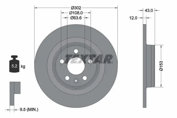 Bremsscheibe TEXTAR 92295105