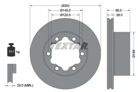 Bremsscheibe Hinterachse TEXTAR 92295303 Bild Bremsscheibe Hinterachse TEXTAR 92295303