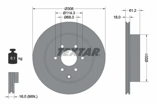 Bremsscheibe Hinterachse TEXTAR 92296403 Bild Bremsscheibe Hinterachse TEXTAR 92296403