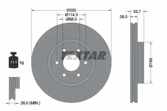 Bremsscheibe Vorderachse TEXTAR 92296503 Bild Bremsscheibe Vorderachse TEXTAR 92296503
