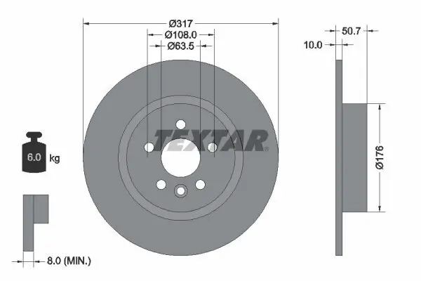 Bremsscheibe Hinterachse TEXTAR 92300403