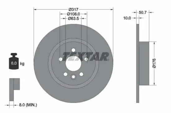 Bremsscheibe Hinterachse TEXTAR 92300403 Bild Bremsscheibe Hinterachse TEXTAR 92300403