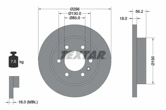 Bremsscheibe Hinterachse TEXTAR 92301003 Bild Bremsscheibe Hinterachse TEXTAR 92301003