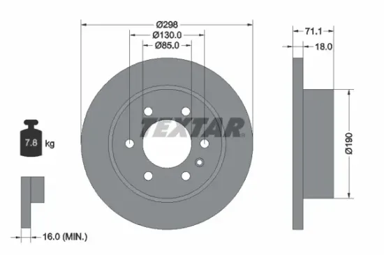 Bremsscheibe Hinterachse TEXTAR 92301103 Bild Bremsscheibe Hinterachse TEXTAR 92301103