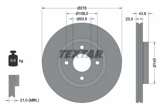 Bremsscheibe Vorderachse TEXTAR 92303203 Bild Bremsscheibe Vorderachse TEXTAR 92303203