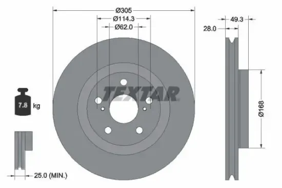 Bremsscheibe TEXTAR 92304305 Bild Bremsscheibe TEXTAR 92304305