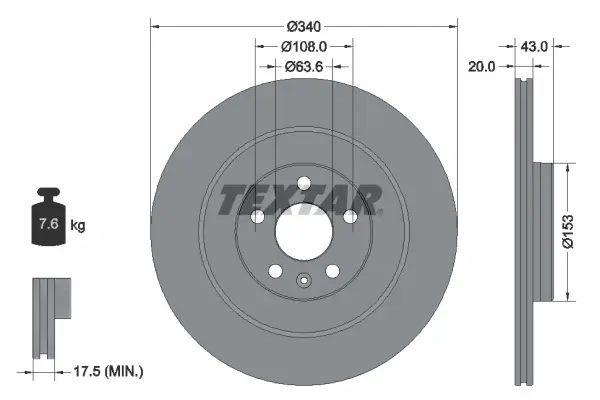 Bremsscheibe Hinterachse TEXTAR 92304503