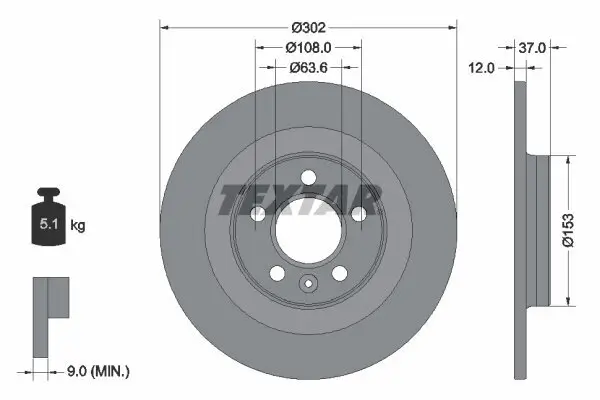 Bremsscheibe TEXTAR 92304703 Bild Bremsscheibe TEXTAR 92304703