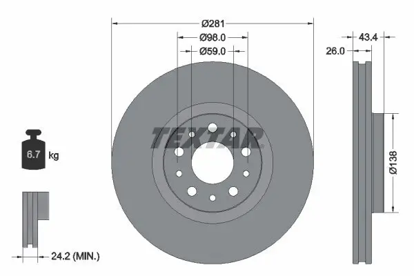 Bremsscheibe TEXTAR 92304803