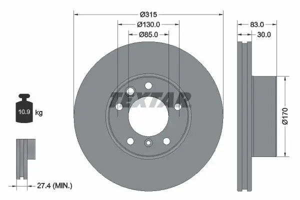 Bremsscheibe TEXTAR 92304905