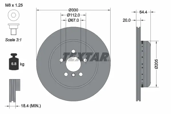 Bremsscheibe Hinterachse links TEXTAR 92305025