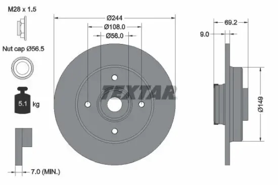 Bremsscheibe TEXTAR 92305403 Bild Bremsscheibe TEXTAR 92305403