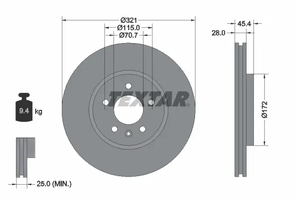 Bremsscheibe Vorderachse TEXTAR 92305505