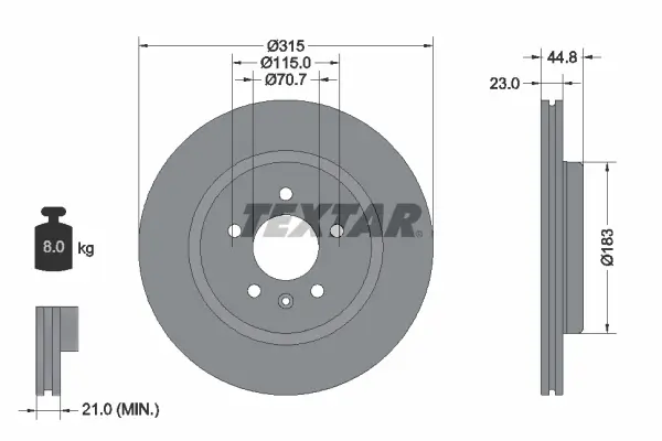 Bremsscheibe Hinterachse TEXTAR 92305603