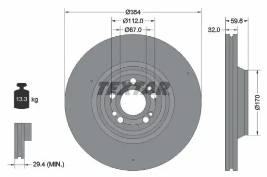 Bremsscheibe Vorderachse TEXTAR 92306005 Bild Bremsscheibe Vorderachse TEXTAR 92306005