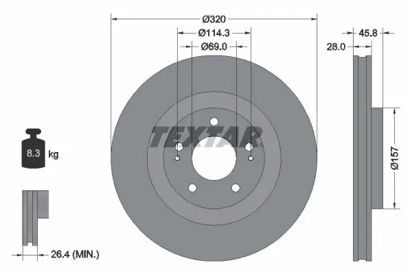 Bremsscheibe Vorderachse TEXTAR 92306503