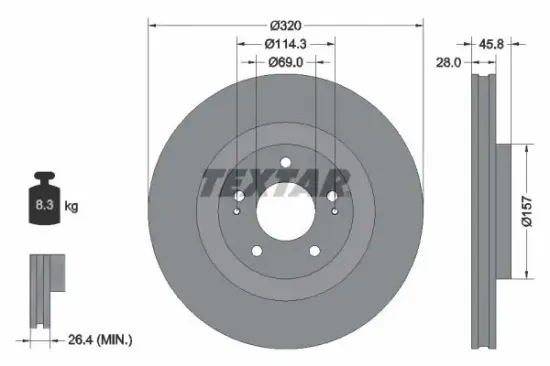 Bremsscheibe Vorderachse TEXTAR 92306503 Bild Bremsscheibe Vorderachse TEXTAR 92306503