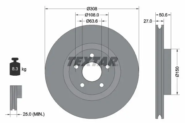 Bremsscheibe TEXTAR 92306703