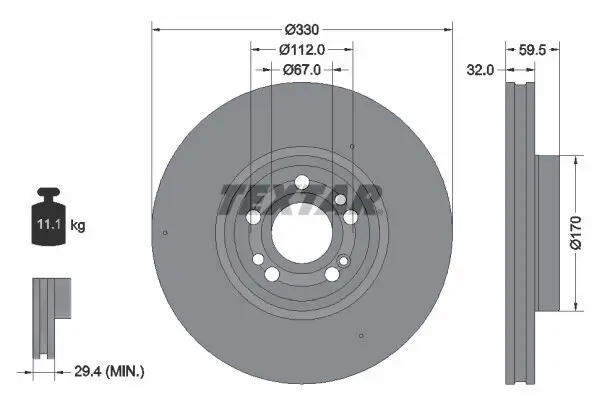 Bremsscheibe TEXTAR 92307105 Bild Bremsscheibe TEXTAR 92307105