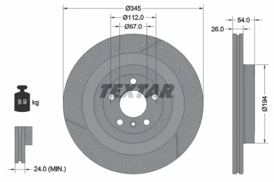 Bremsscheibe Hinterachse TEXTAR 92307905 Bild Bremsscheibe Hinterachse TEXTAR 92307905
