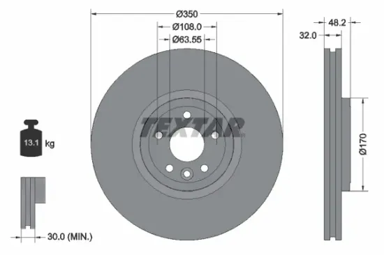 Bremsscheibe Vorderachse TEXTAR 92308205 Bild Bremsscheibe Vorderachse TEXTAR 92308205