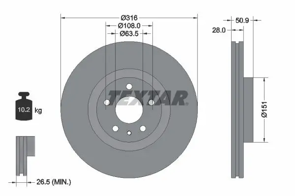 Bremsscheibe TEXTAR 92309603