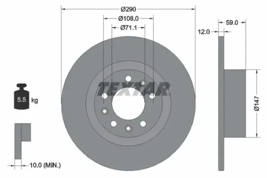 Bremsscheibe Hinterachse TEXTAR 92313603 Bild Bremsscheibe Hinterachse TEXTAR 92313603